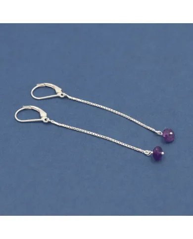 Amethyst Chain Drop Earrings – 925 Sterling Silver Gemstone Jewelry