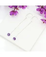 Amethyst Chain Drop Earrings – 925 Sterling Silver Gemstone Jewelry