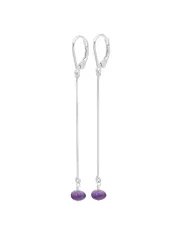 Amethyst Chain Drop Earrings – 925 Sterling Silver Gemstone Jewelry