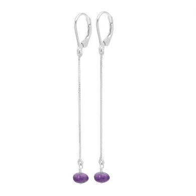 Amethyst Chain Drop Earrings – 925 Sterling Silver Gemstone Jewelry