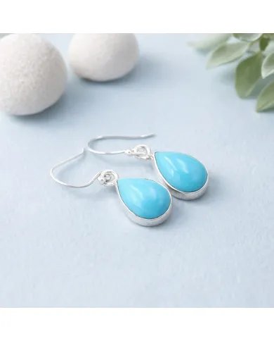 Natural Arizona Turquoise Dangle Earrings - 925 Sterling Silver Jewelry