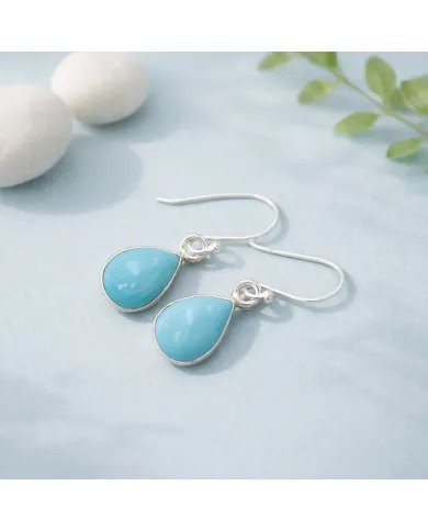 Natural Arizona Turquoise Dangle Earrings - 925 Sterling Silver Jewelry