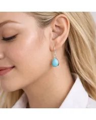 Natural Arizona Turquoise Dangle Earrings - 925 Sterling Silver Jewelry