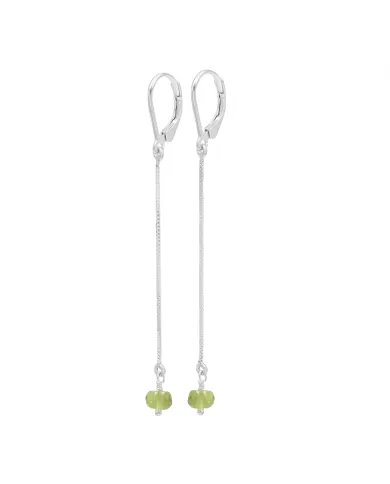 Peridot Chain Drop Earrings - 925 Sterling Silver Gemstone Jewelry