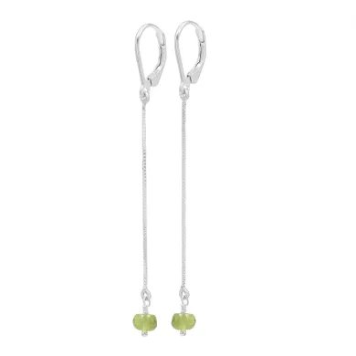 Peridot Chain Drop Earrings - 925 Sterling Silver Gemstone Jewelry