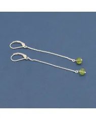 Peridot Chain Drop Earrings - 925 Sterling Silver Gemstone Jewelry
