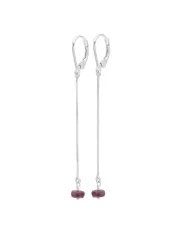 Ruby Chain Drop Earrings - Handmade 925 Sterling Silver Gemstone Jewelry