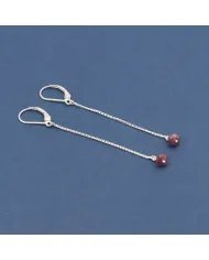 Ruby Chain Drop Earrings - Handmade 925 Sterling Silver Gemstone Jewelry