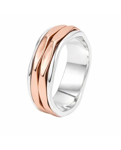 Copper Band Spinner Ring – 925 Sterling Silver Fidget Two Tone Jewelry