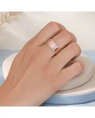 Copper Band Spinner Ring – 925 Sterling Silver Fidget Two Tone Jewelry