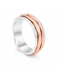 Copper Band Spinner Ring – 925 Sterling Silver Fidget Two Tone Jewelry