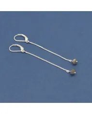 Labradorite Chain Drop Earrings - Handmade 925 Sterling Silver Jewelry