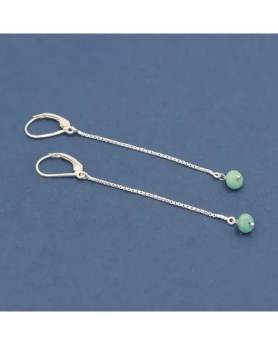 Arizona Turquoise Chain Drop Earrings - 925 Sterling Silver Jewelry