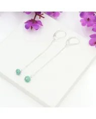 Arizona Turquoise Chain Drop Earrings - 925 Sterling Silver Jewelry