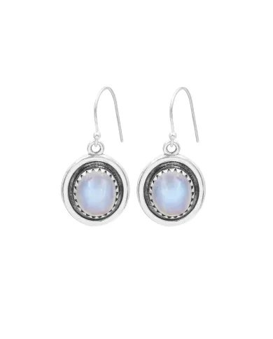 Rainbow Moonstone Oval Shape Earrings - Handmade 925 Sterling Silver
