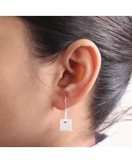 Meteorite Dangle Earrings - 925 Sterling Silver Handmade Jewelry