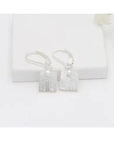 Meteorite Dangle Earrings - 925 Sterling Silver Handmade Jewelry