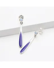 Rainbow Moonstone Earrings - 925 Sterling Silver Handmade Enamel Jewelry
