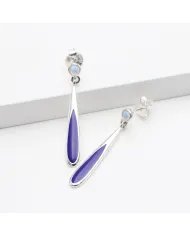 Rainbow Moonstone Enamel Earrings - 925 Sterling Silver Handmade