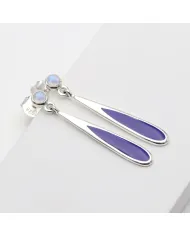 Rainbow Moonstone Earrings - 925 Sterling Silver Handmade Enamel Jewelry