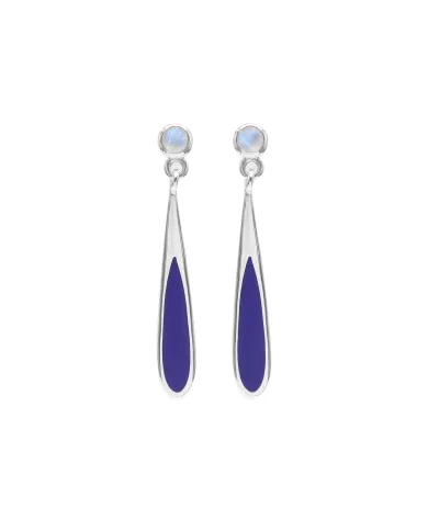 Rainbow Moonstone Earrings - 925 Sterling Silver Handmade Enamel Jewelry