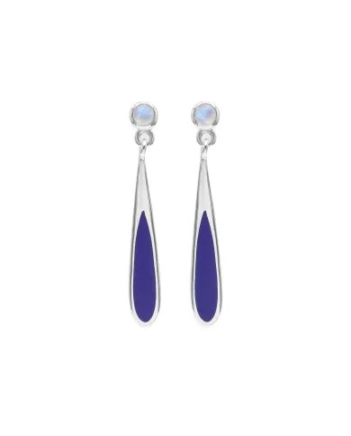 Rainbow Moonstone Enamel Earrings - 925 Sterling Silver Handmade