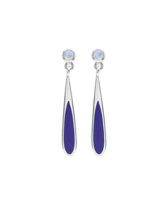 Rainbow Moonstone Earrings - 925 Sterling Silver Handmade Enamel Jewelry