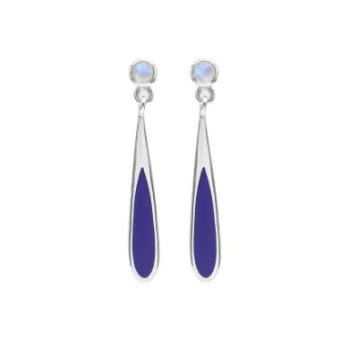 Rainbow Moonstone Enamel Earrings - 925 Sterling Silver Handmade