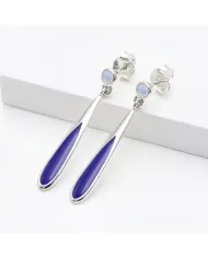 Rainbow Moonstone Earrings - 925 Sterling Silver Handmade Enamel Jewelry