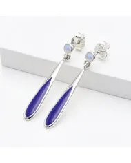 Rainbow Moonstone Enamel Earrings - 925 Sterling Silver Handmade