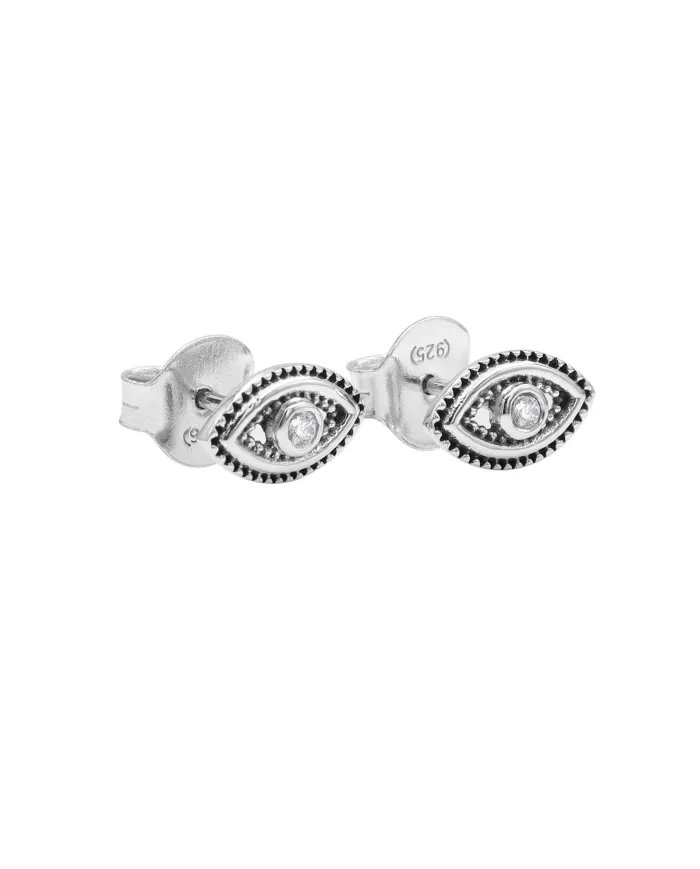 Swarovski Crystal Eye Stud Earrings – 925 Sterling Silver Handmade