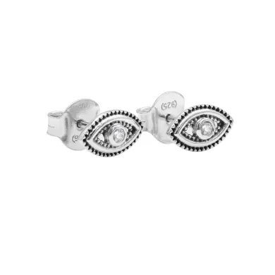 Swarovski Crystal Eye Stud Earrings – 925 Sterling Silver Handmade