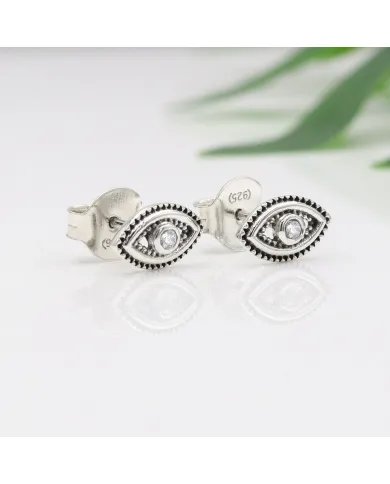 Swarovski Crystal Eye Stud Earrings – 925 Sterling Silver Handmade
