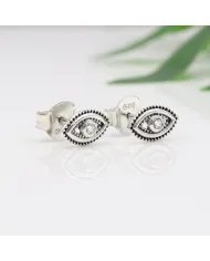 Swarovski Crystal Eye Stud Earrings – 925 Sterling Silver Handmade