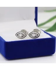 Swarovski Crystal Eye Stud Earrings – 925 Sterling Silver Handmade