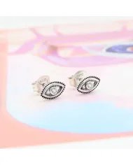 Swarovski Crystal Eye Stud Earrings – 925 Sterling Silver Handmade