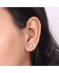 Swarovski Crystal Eye Stud Earrings – 925 Sterling Silver Handmade
