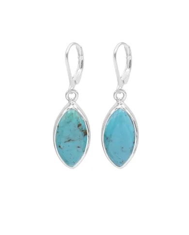 Arizona Turquoise Earrings - 925 Sterling Silver Handmade Marquise Shape