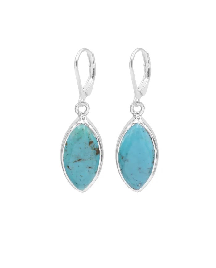 Arizona Turquoise Earrings - 925 Sterling Silver Handmade Marquise Shape