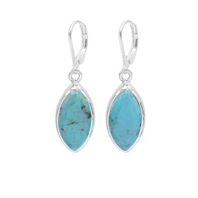 Arizona Turquoise Earrings - 925 Sterling Silver Handmade Marquise Shape