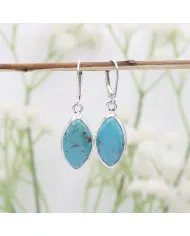 Arizona Turquoise Earrings - 925 Sterling Silver Handmade Marquise Shape