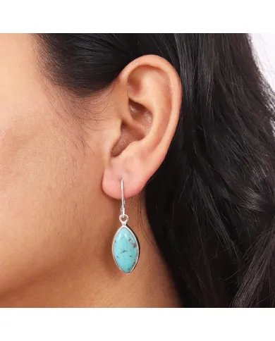 Arizona Turquoise Earrings - 925 Sterling Silver Handmade Marquise Shape