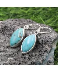 Arizona Turquoise Earrings - 925 Sterling Silver Handmade Marquise Shape