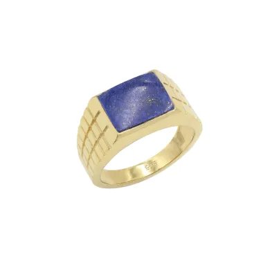 Lapis Lazuli Ring - Gold Plated 925 Sterling Silver Men’s Jewelry