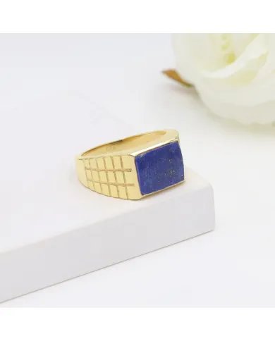 Lapis Lazuli Ring - Gold Plated 925 Sterling Silver Men’s Jewelry