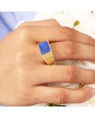 Lapis Lazuli Ring - Gold Plated 925 Sterling Silver Men’s Jewelry
