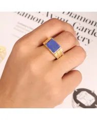 Lapis Lazuli Ring - Gold Plated 925 Sterling Silver Men’s Jewelry