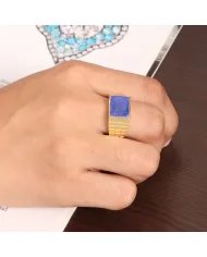 Lapis Lazuli Ring - Gold Plated 925 Sterling Silver Men’s Jewelry