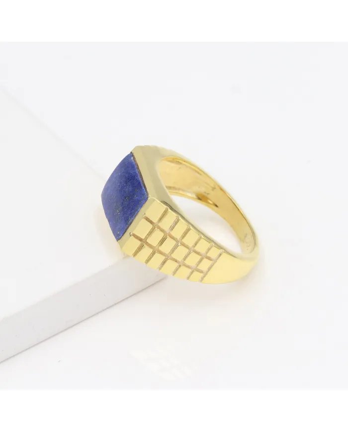 Lapis Lazuli Ring - Gold Plated 925 Sterling Silver Men’s Jewelry