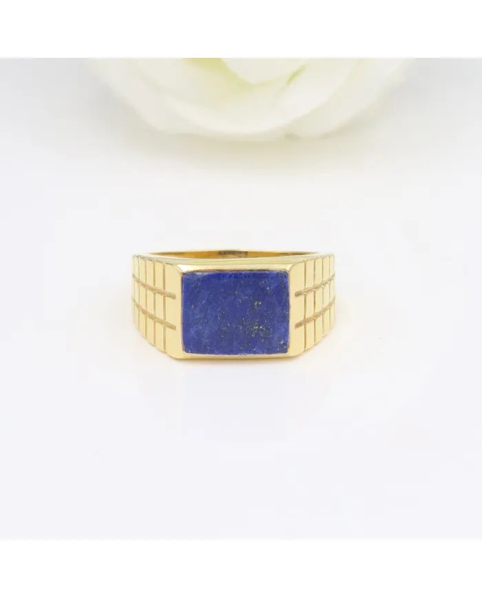 Lapis Lazuli Ring - Gold Plated 925 Sterling Silver Men’s Jewelry